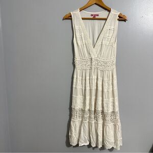 Pink Apple white lace and knit dress size S